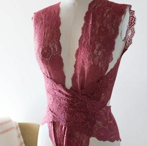 Hey Mavens red lace bodysuit